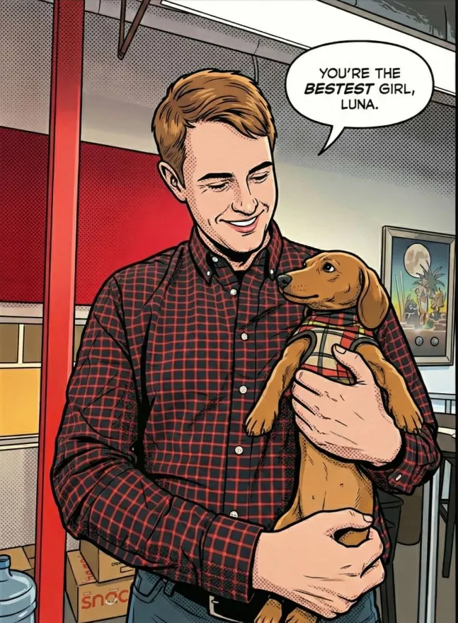 I’m recovering so well that I can almost wiggle out of his arms again… ALMOST 🐾

This special tribute art is to celebrate all the love I’ve been getting I did it! I’m standing, healing, and barking louder every day <a href="/jj_siler/">J.J. Siler</a> 

Thank you Cardano fam for helping me feel like the