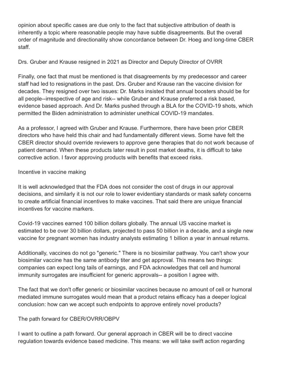 emilyakopp's tweet photo. The FDA cannot answer the question of whether the COVID-19 vaccine killed more healthy kids than it saved because it lacks reliable data on the absolute risk reduction in severe disease and death in healthy children, Prasad said.

"The truth is we do not know if we saved lives on balance," he wrote. "It is horrifying to consider that the US vaccine regulation, including our actions, may have harmed more children than we saved. This requires humility and introspection."