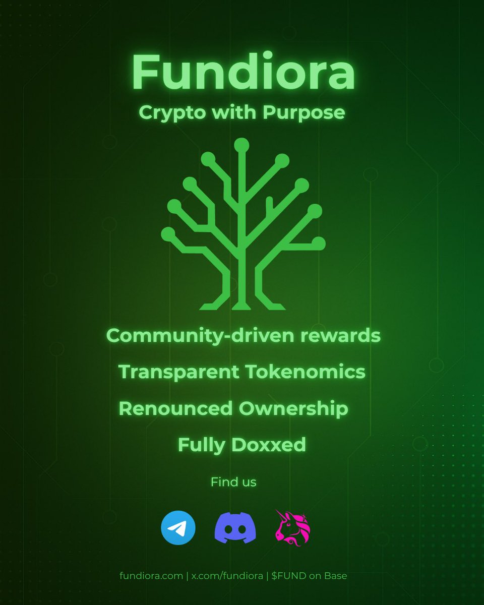 saint_ezziee999's tweet image. The core idea behind @Fundiora is simple,
when the market cap grows, holders should feel it and the outside world should feel it too, that is why every major milestone routes value to both holder rewards and real impact pools.
$FUND t.me/fundiorachat