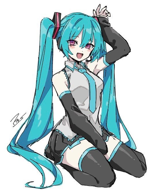 初音ミク 「絵チャミクちゃん やっぱり絵チャ安心する…」|スリーピース/PPPsのイラスト