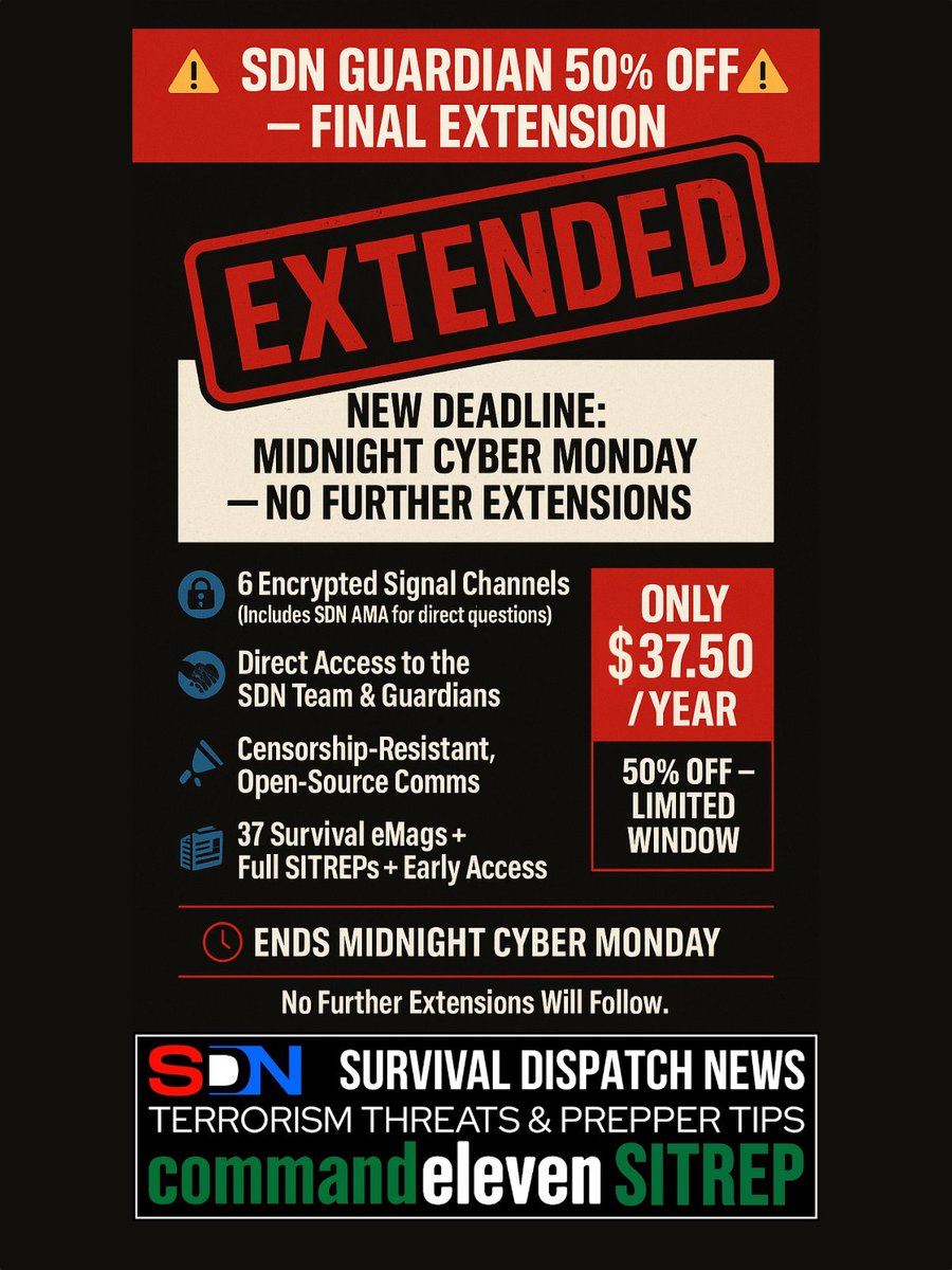 🚨 SDN GUARDIAN 50% OFF — FINAL EXTENSION 🚨

The Guardian Thanksgiving Special has been reopened for a short final window.

When you join, you’re stepping into ...

📡 6 encrypted Signal channels (including SDN AMA for direct questions)
📺 Direct access to the SDN Team &amp; other