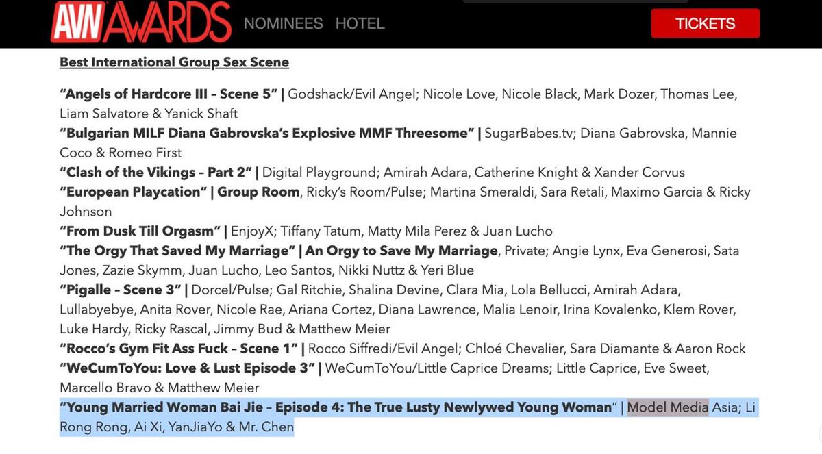 喜獲成人奧斯卡AVN <a href="/avnawards/">AVN Awards</a> 
最佳群交獎入圍  想都沒想過🎉🎉
恭喜導演何先生❤️‍🔥❤️‍🔥
We got AVN AWARD nominated🔥
“Best International Group Sex Scene”
Big Congrats to my best partner Dr.HONG😎