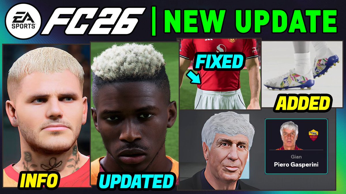RealGamerGH's tweet image. EA FC 26 New Update, Added Boots, Discovered Fixes, CONFIRMED Real Faces to come, and Updated faces in the game &amp;amp; More #FC26