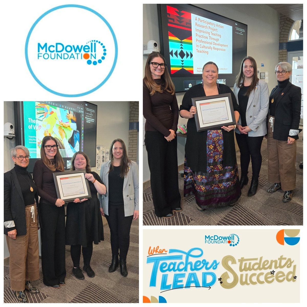 HUGE congrats to Jessica Madiratta and Mary Barrow for winning this year's McDowell Foundation research awards! McDowell provides research grants for SK teachers to fund things like subs for release time so teachers can meet and explore high impact practices 🎉