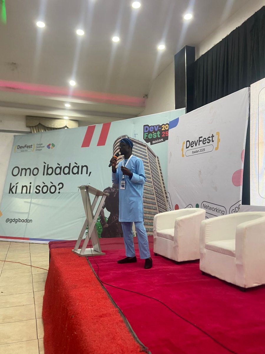 gdgibadan's tweet photo. Abdul-Malik Adebayo is a testament that you can actually do great things from a small place 🚀🔥 

All the way from Lagos to the world! He has made a statement 

Our topic is: "Building Scalable AI systems that deliver real impact" 🫡

#DevFestIbadan25
#DevFest
#GDGIbadan https://t.co/g7bN15odwX
