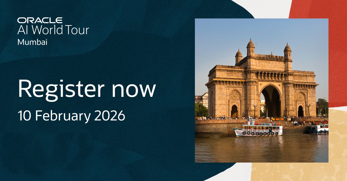shabeermohamed's tweet image. #AIWorldTour is coming to Mumbai! 🇮🇳  Be the first to hear the latest breakthroughs in #AI innovation, strategy &amp;amp; real-world use cases with Oracle experts.  Register now 👉 social.ora.cl/60127QGXC  #OracleAI #Innovation #Cloud #TechEvents