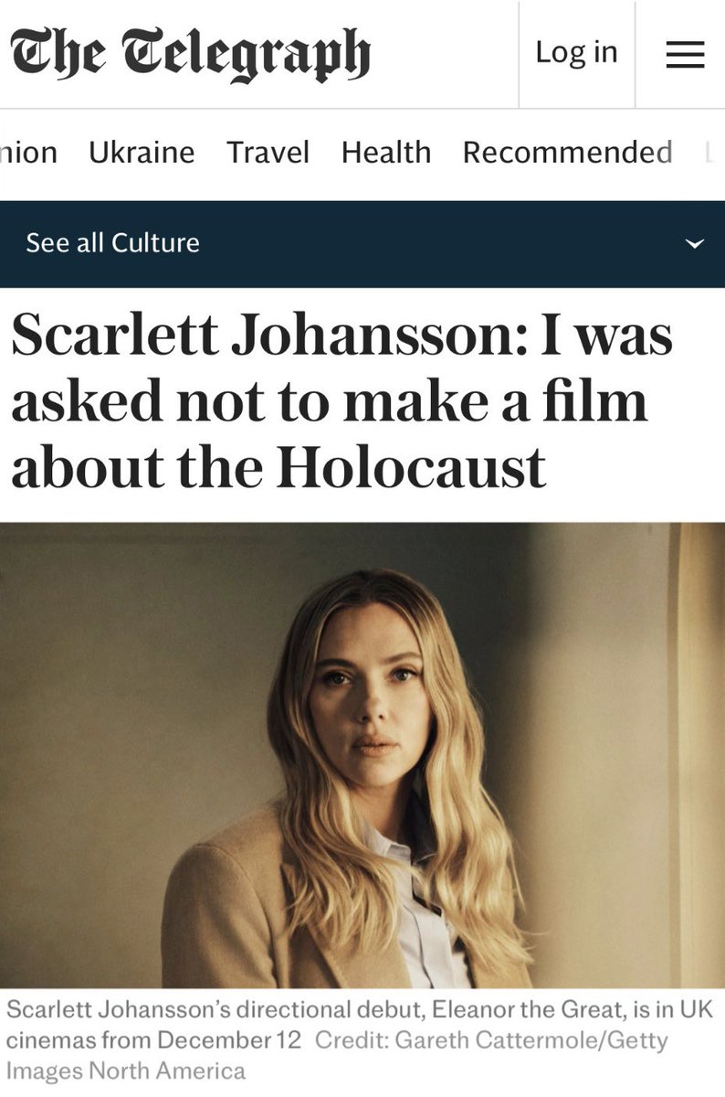 “Love the film, Scarlett, but we’re not so keen on the whole Holocaust thing. Can we have the character lie about something else?”

That’s what one of Scarlett Johansson’s financial backers told her just a month before filming Eleanor the Great began.

In her directorial debut,