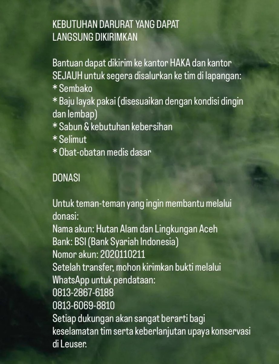 mcitraningrum's tweet photo. Manteman, untuk donasi ke mana bisa cek sendiri-sendiri ya. Aku pribadi lewat Kitabisa, HAKA (konservasi Leuser), dan Dana Kemanusiaan Kompas. https://t.co/ShfNSo2VCF