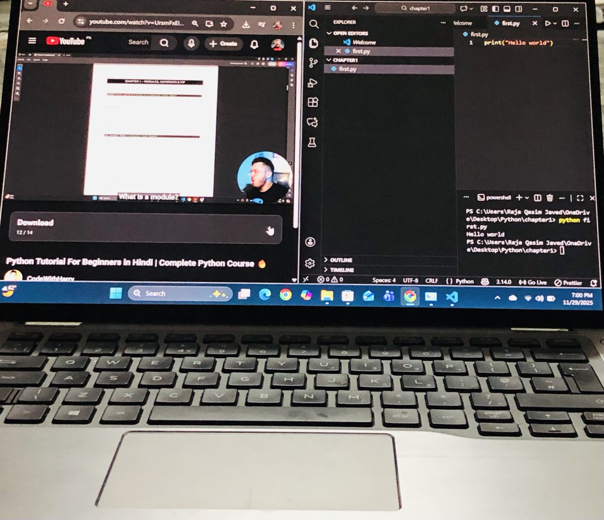 qasimjavedraja1's tweet image. Every journey needs the right guide and for Python, mine is CodeWithHarry.
His YouTube channel explains every concept from basics in the clearest way.Always best videos.Big respect 🫡
@codewithharry 
#Python #CodeWithHarry