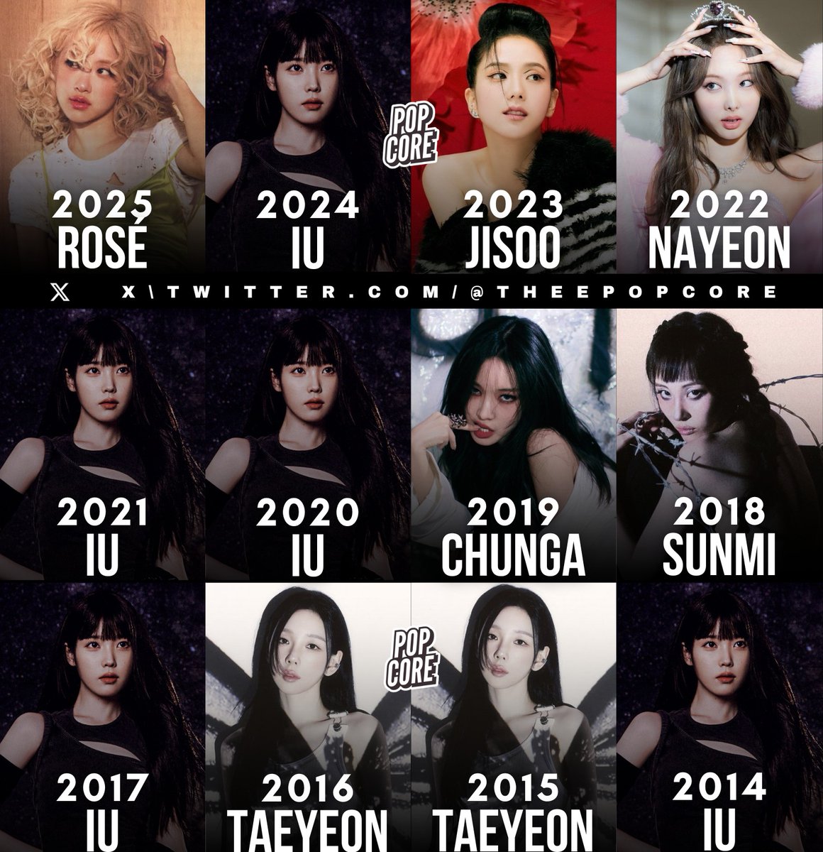 TheePopCore's tweet image. Most recent ‘Best Female Artist’ winners at the MAMA Awards: