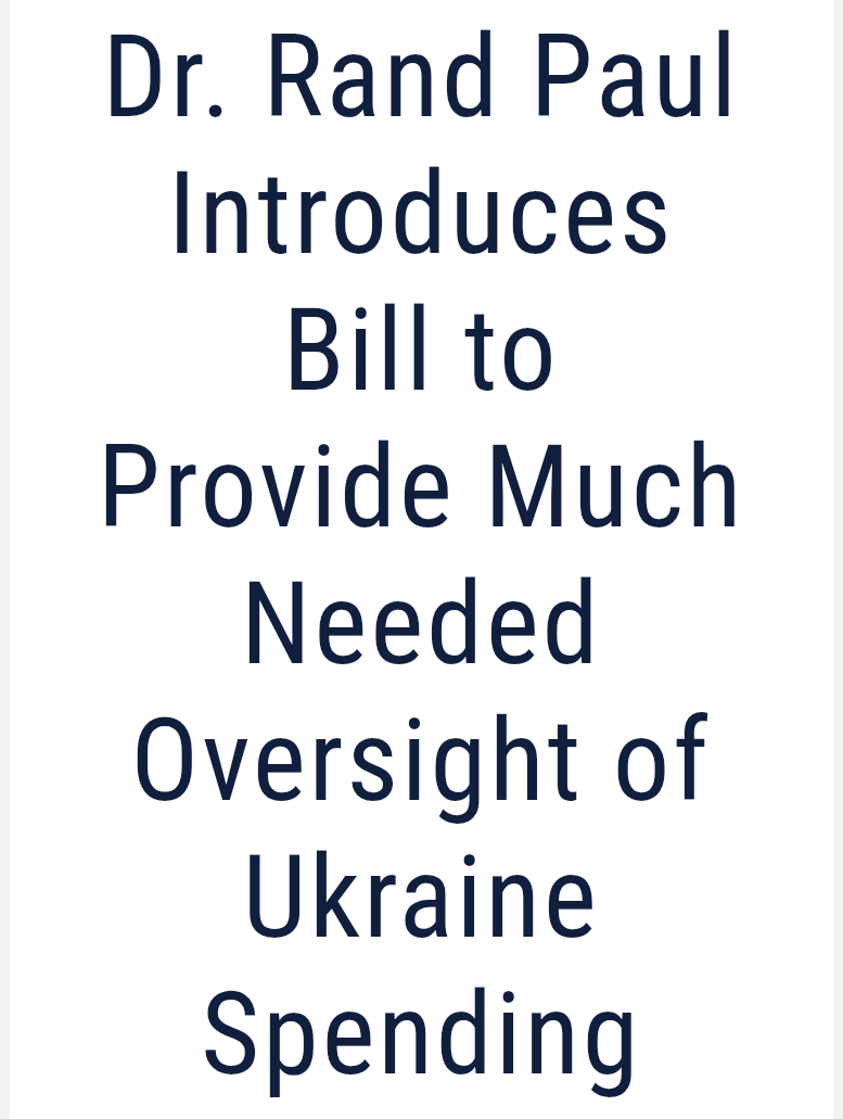 We'll probably never know how much US tax money Yermak and other Ukraine officials stole.

One reason: Congress rejected Rand Paul's proposal to appoint an Inspector General to oversee the Ukraine aid program.