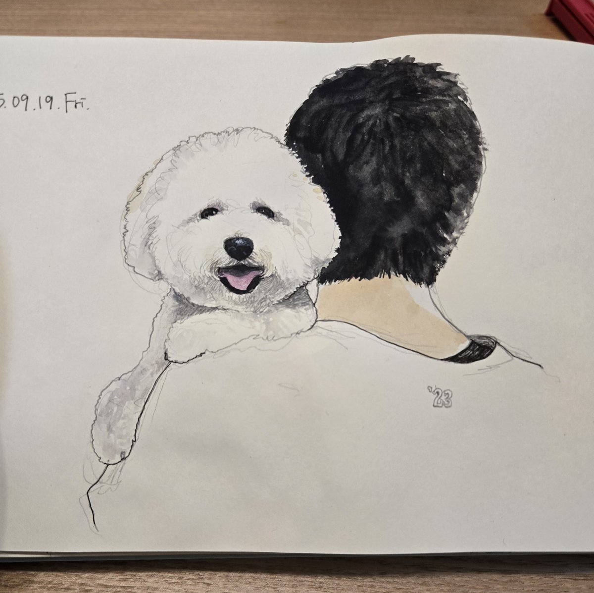 今日は、yeyeさん（ <a href="/yeye_draw_jp/">yeye</a> ）の個展「テレパシー」を見に行きました。

愛情たっぷりの日記を見せてもらっている感覚で、ずっとこの空間にいたいな〜と思いながら
うちの愛犬と重なる部分、違う部分を見つけたりして
ムンゲに思いを馳せました。

良すぎた…

（最後の写真は、自分の絵日記）