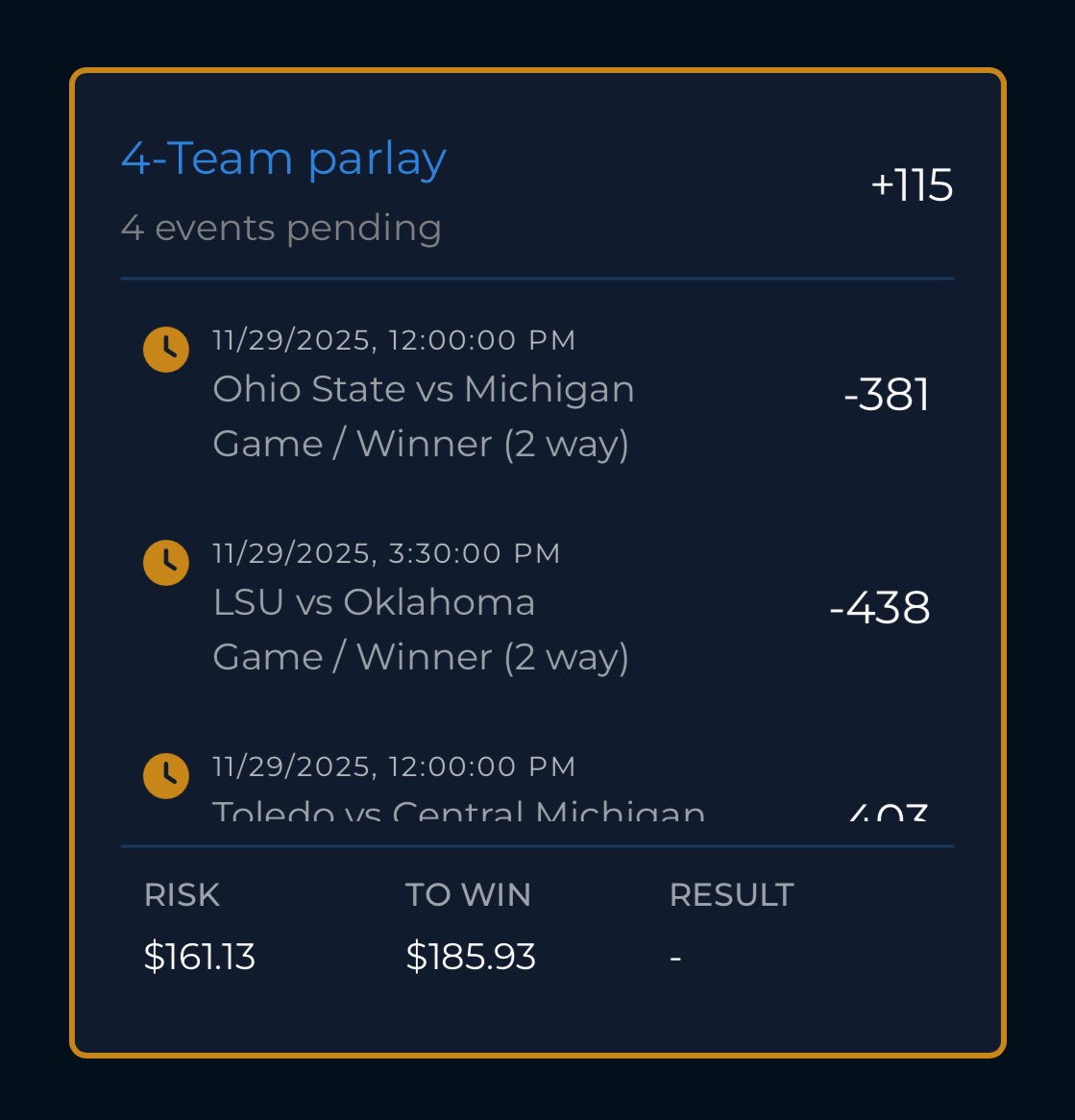 StudyHallSharp's tweet image. Saturday CFB Card 🏈

3u- Ohio State -9.5 (-115)
2u- Ohio State/Oklahoma MLP (-175)
2u- Tennessee -2 (-113) 
2u- Auburn +5.5 (-110) 
1u- Notre Dame -32 (-110)
1u- Oklahoma -9.5 (-110)
1u- Oregon/Virginia MLP (-125)
1u- Pitt +7.5 (-105)
1u- Kansas State TTo33.5 (-120)

@bet_105…
