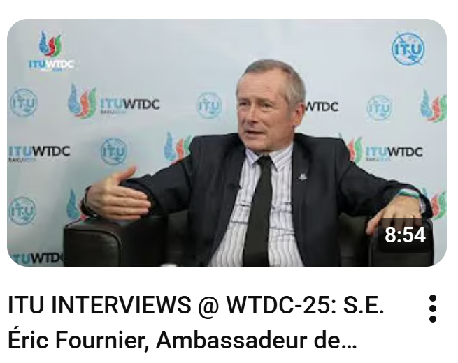 ITUEurope's tweet image. 📣The #ITUWTDC concludes with a series of great outcomes that pave the way for advancing #DigitalDevelopment worldwide!      

Do not miss the interview with H.E. Éric Fournier, French Ambassador of France in Azerbaijan, #France 🇫🇷 

youtube.com/watch?v=--kQ87…

@ITUEurope