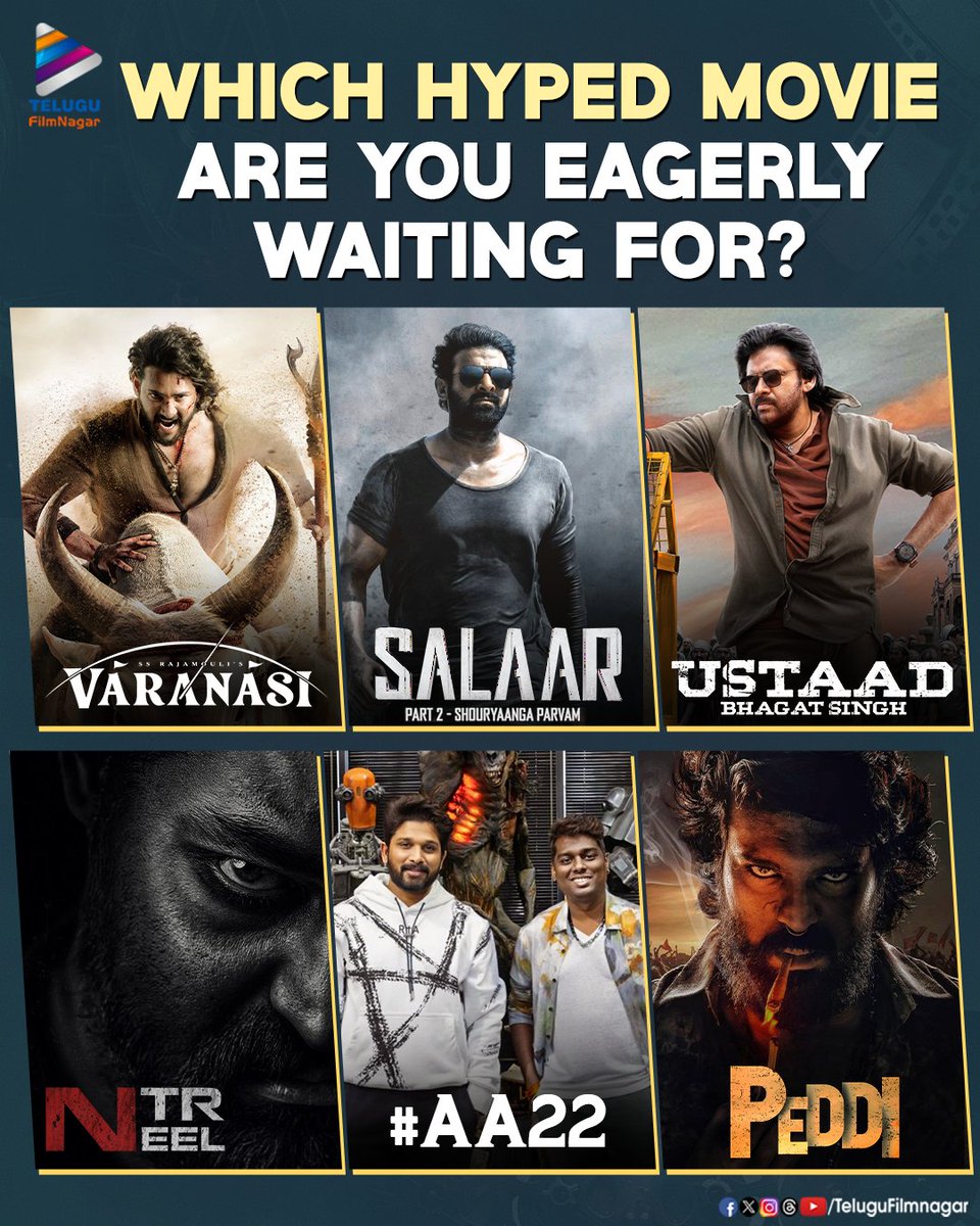 telugufilmnagar's tweet image. Comment the film name you’re most hyped for! 👇

#Tollywood #TeluguFilmNagar