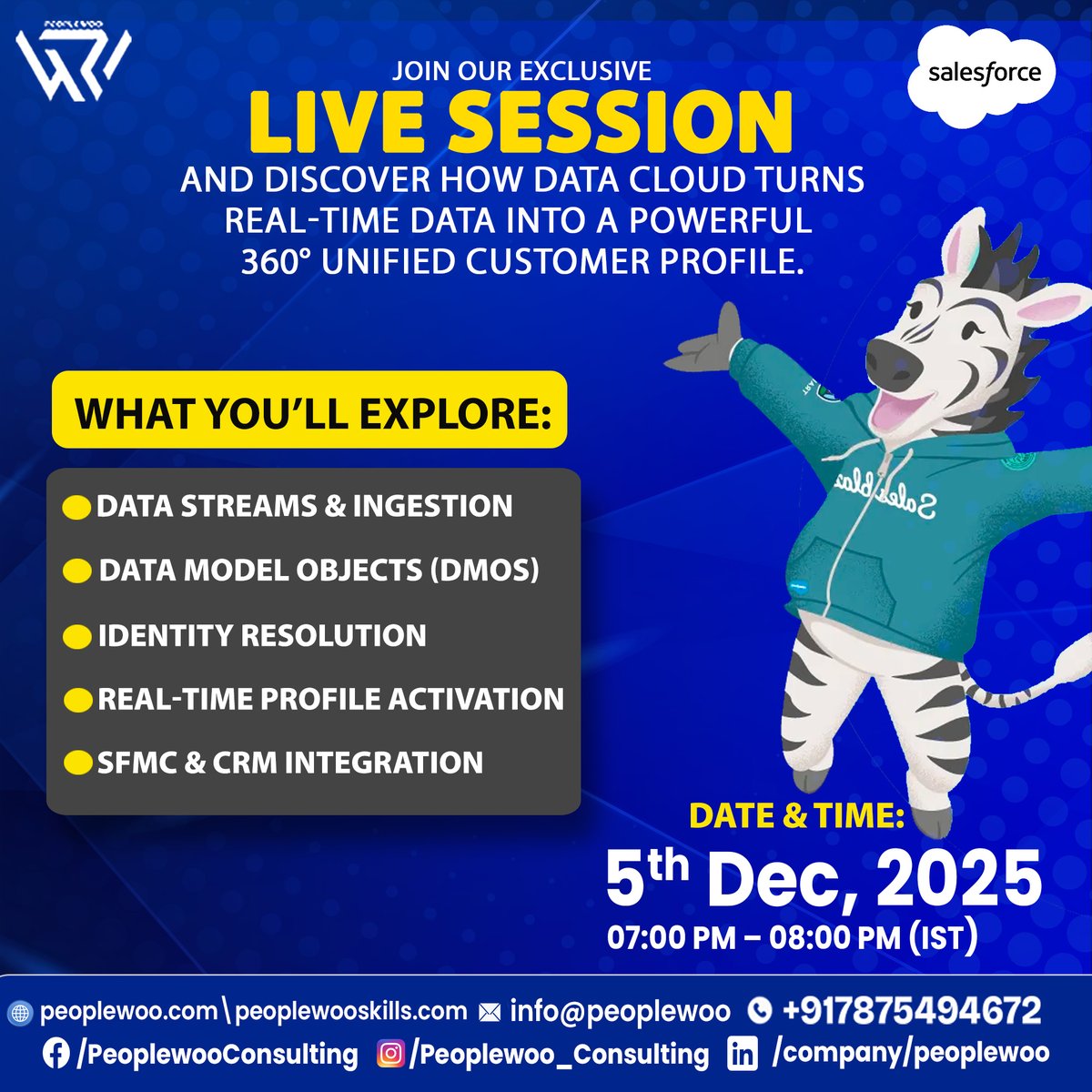 Peoplewoocon's tweet image. Register Now: 
zurl.co/HzyJH

Visit: zurl.co/AfY26

#Salesforce #DataCloud #DataStream #Customer360 #PeoplewooSkills