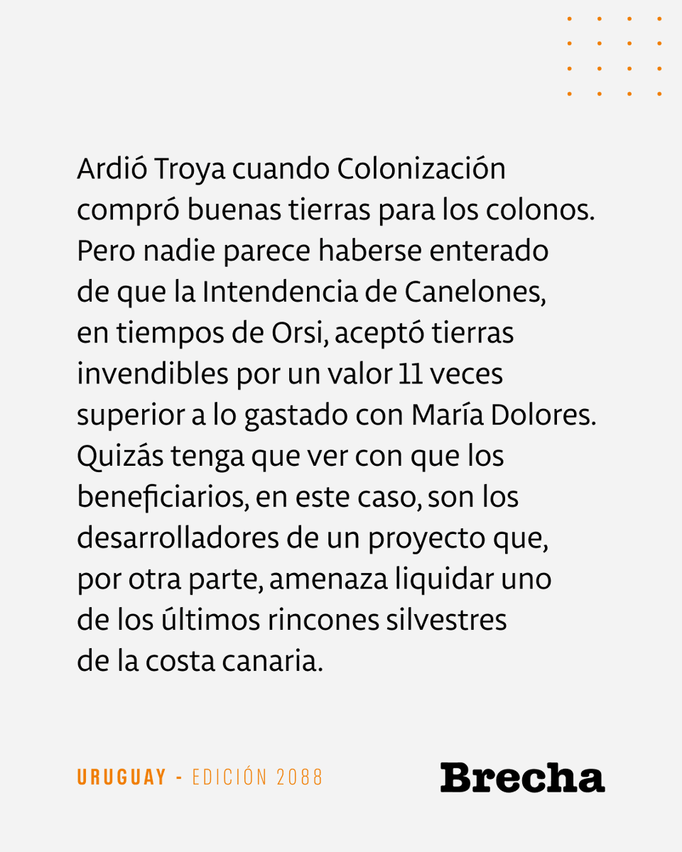 SemanarioBrecha's tweet image. 📰 El remate

Sobre cómo la Intendencia de Canelones entregó Guazuvirá a los desarrolladores de barrios privados

🖋️ Salvador Neves
📸 Gentileza, Vedeprode.

Lectura libre

brecha.uy/el-remate/