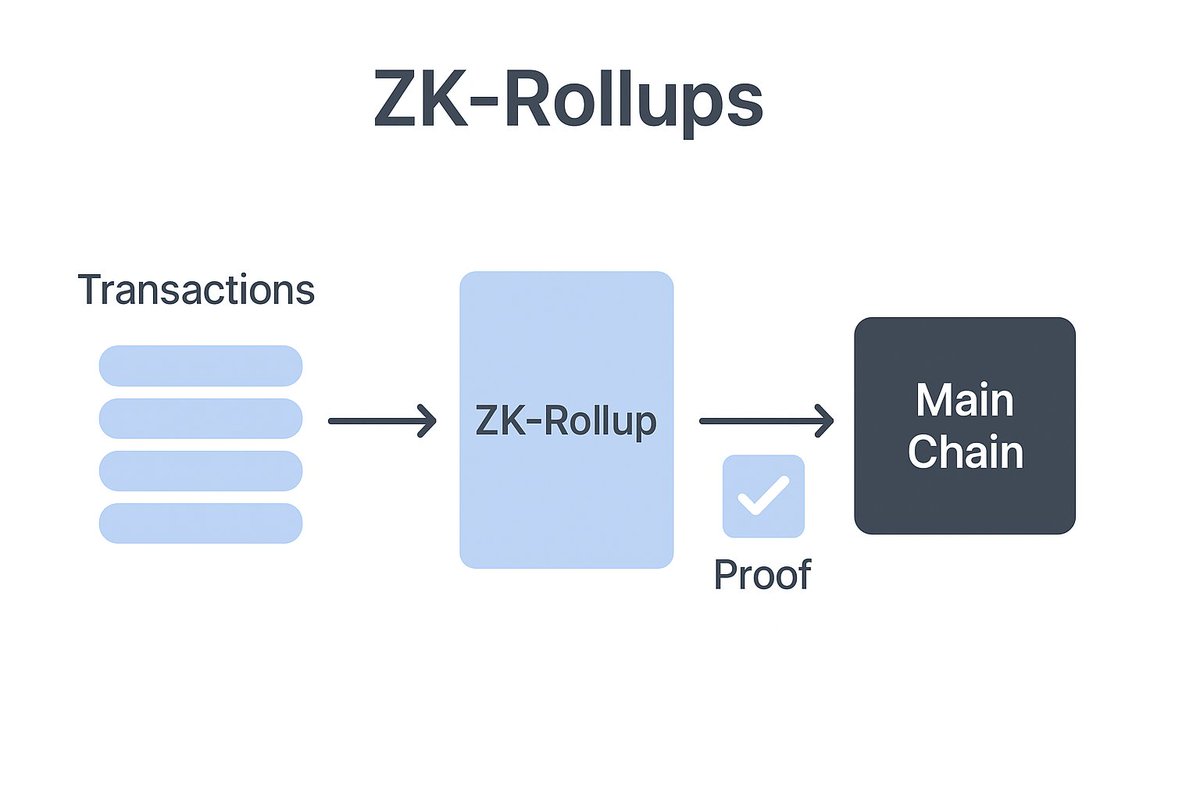 Most people hear “ZK-rollups” and get confused… so here’s the simplest explanation 👇

A ZK-rollup batches thousands of transactions OFF-chain, verifies them there, and sends only a tiny proof back to the main chain.

1 proof = thousands of transactions confirmed.
Less load.