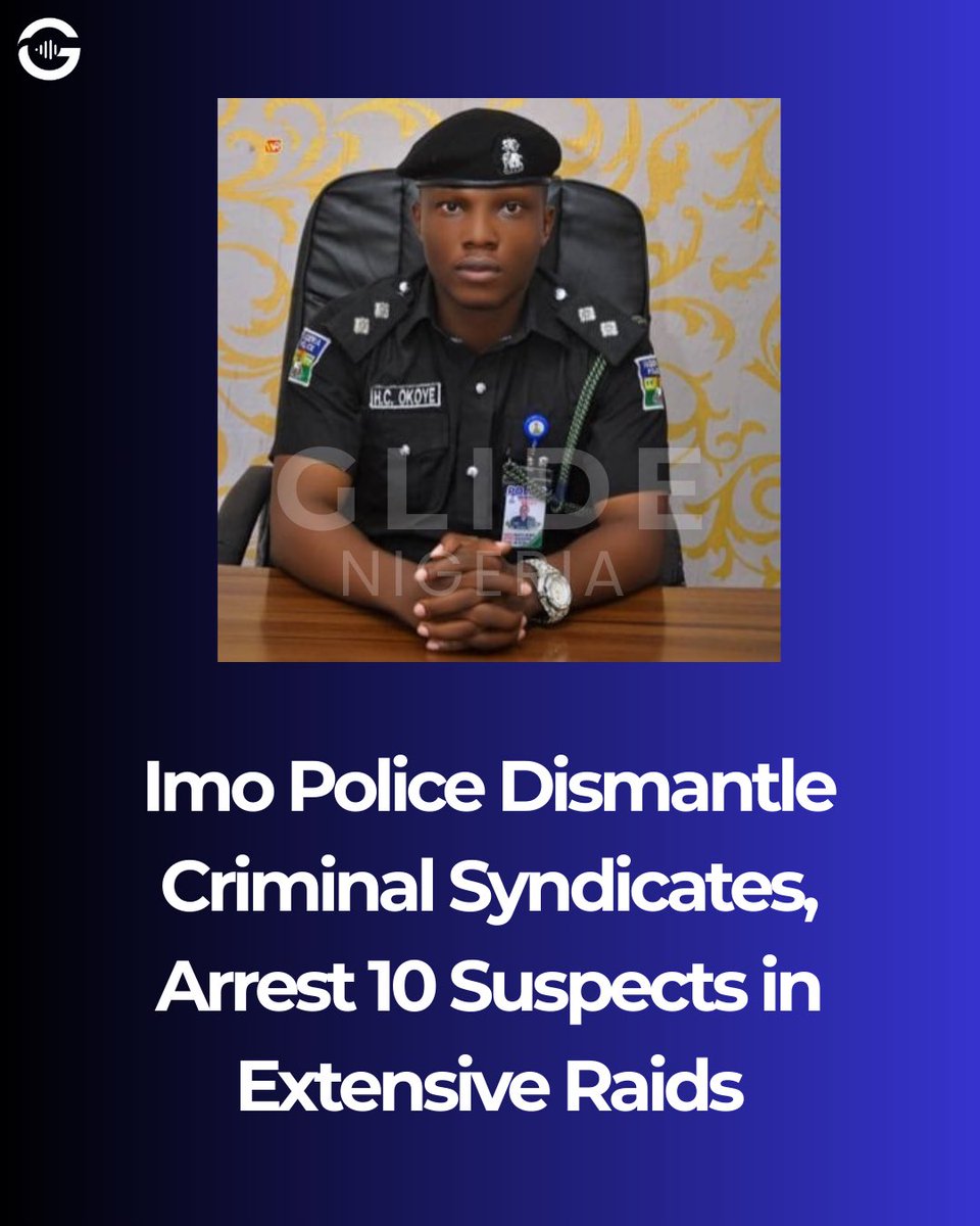 glidenigeria's tweet image. BIG WIN for Imo State security! The Imo Police Command dismantled multiple kidnapping and cultism syndicates, arresting 10 suspects and recovering AK-47 rifles and other weapons in recent raids. Kidnapped victims were also rescued. 

#ImoPolice #SecurityUpdate #CriminalHideouts