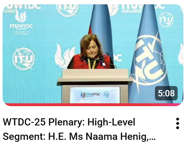 ITUEurope's tweet image. 📣The #ITUWTDC concludes with a series of great outcomes that pave the way for advancing #DigitalDevelopment worldwide!

Do not miss a high-level statement at #ITUWTDC by 
H.E. Ms Naama Henig, Ministry of Communications (MoC), #Israel 🇮🇱

youtube.com/watch?v=010vyj…

@ITUEurope