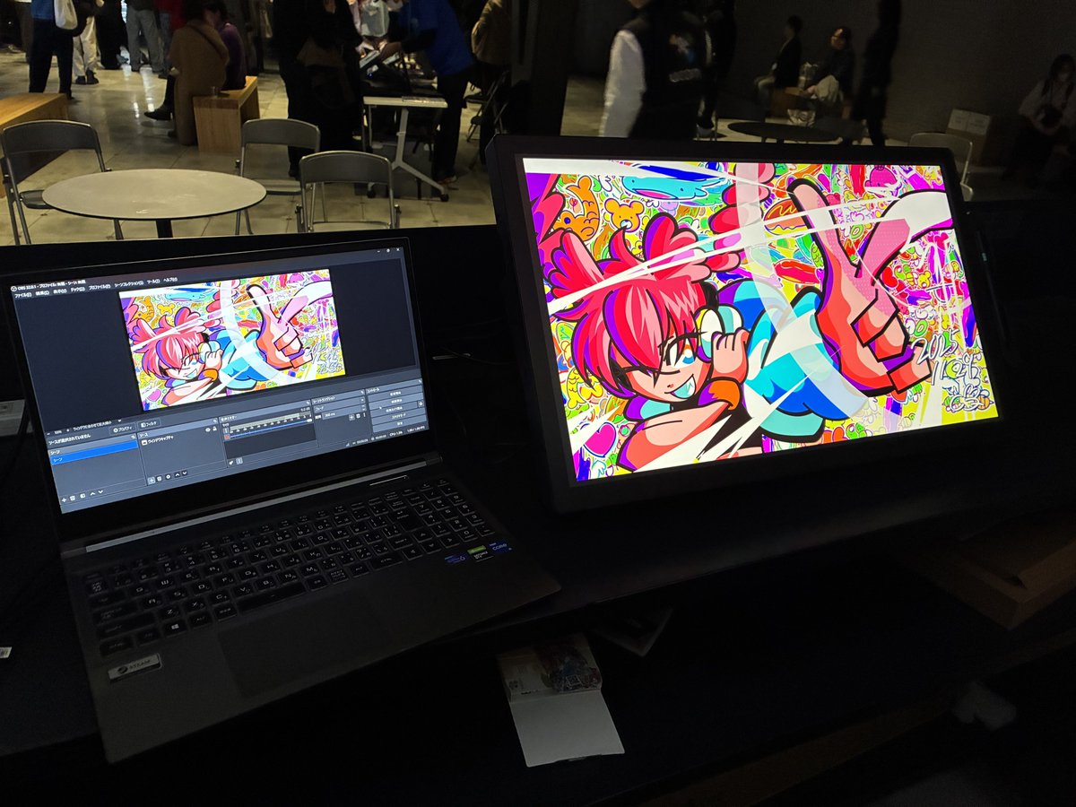 888hcmt's tweet photo. 本日うめきたのVS.で開催された大規模クリエイターイベント #CreatismJunction にてライブペイントパフォーマンスをしました!✨
イラレでの1時間一本勝負!
右往左往しましたが、無事イラストを描き切りました!😭
見ていただき応援いただいた皆様、本当にありがとうございました!
#creatism https://t.co/8LcodGiSRQ