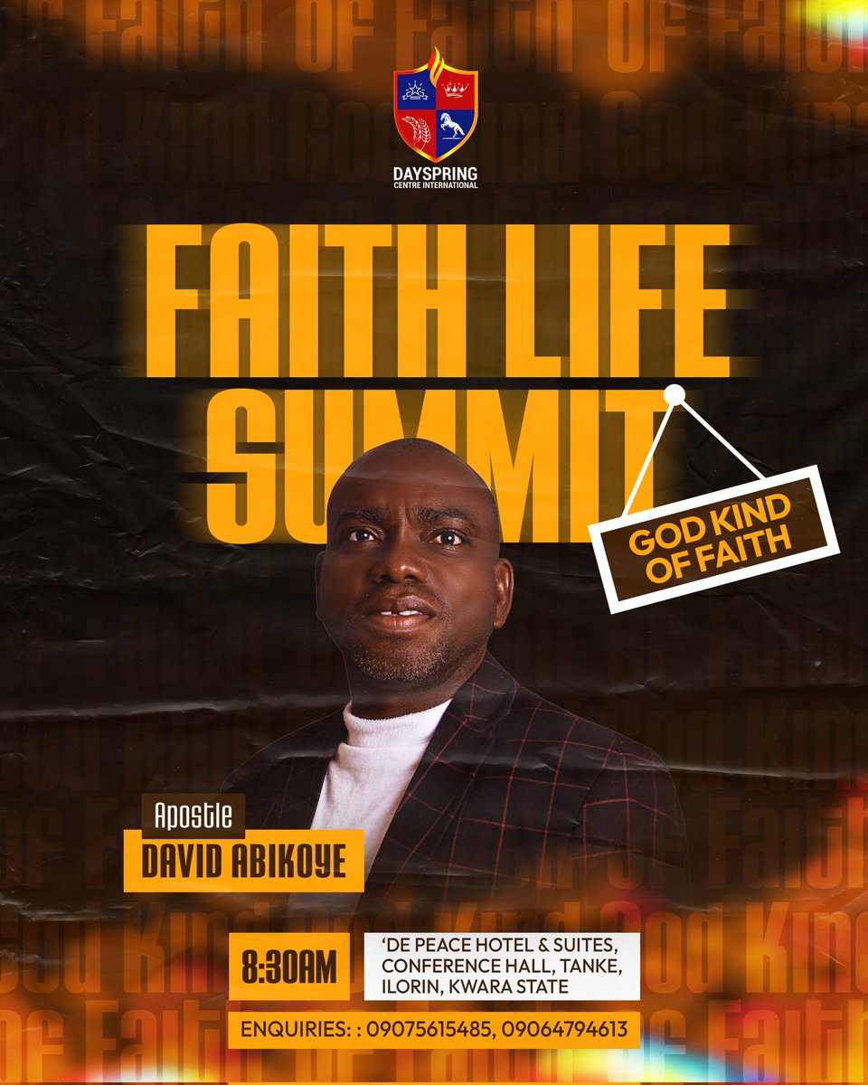 dci_mandate's tweet photo. There is a faith that moves mountains
A faith that causes dry bones to rise and produces miracles without delay.
This is the God Kind of Faith and it is being stirred in this meeting.
Join us for a divine encounter that upgrades your spiritual capacity
#DCIMandate #Faith #God https://t.co/TRWQ4nT6EV