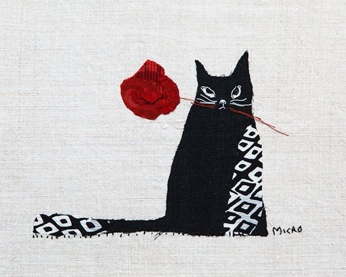 womensart1's tweet image. Japanese artist Mika Hirasa,  embroidery and appliqué #WomensArt #Saturday