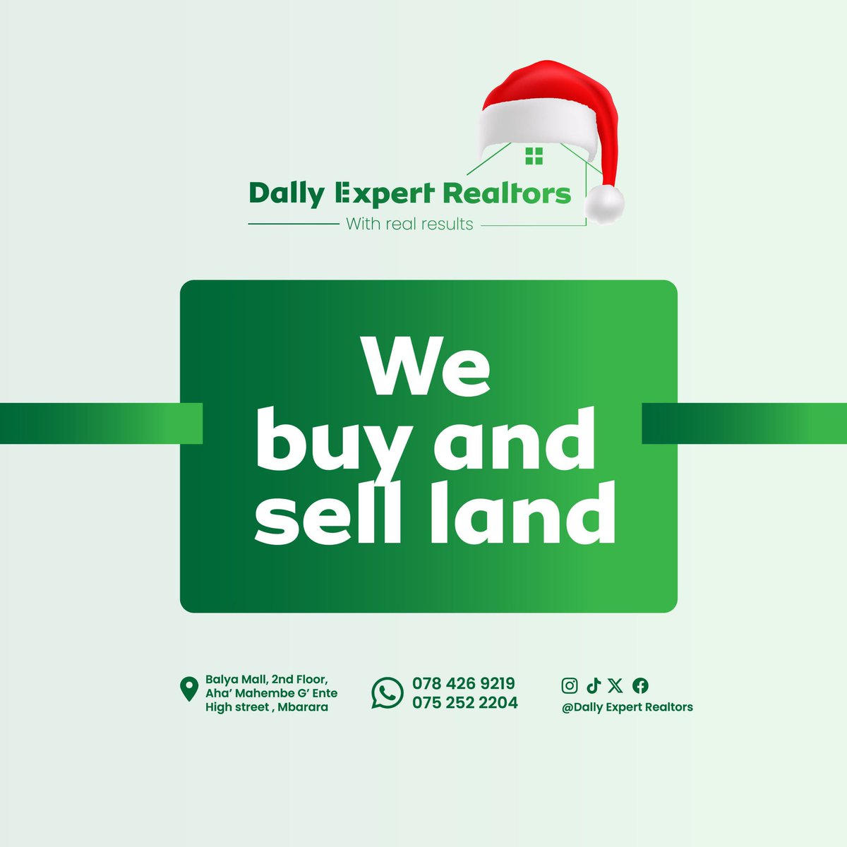 🎄 This Christmas, secure your dream plot with Dally Expert Realtors!
Make this festive season count with affordable, genuine plots across Mbarara.
We wish you a Merry Christmas! 🎁✨
📞 0784269219 / 0701915208
#DallyExpertRealtors #MbararaDeals #LandForSaleUG #InvestSmartUG