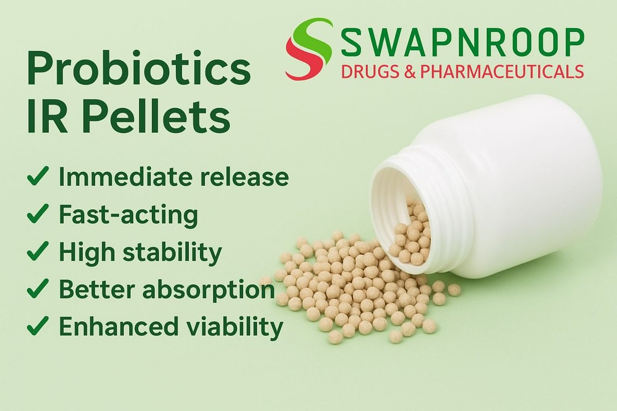 🌿 Introducing Probiotics IR Pellets by Swapnroop Drugs &amp; Pharmaceuticals 🌿

We are excited to present our Probiotics IR (Immediate Release) Pellets, designed to deliver fast-acting digestive and immunity support with advanced pelletization technology.

At Swapnroop Drugs &amp;