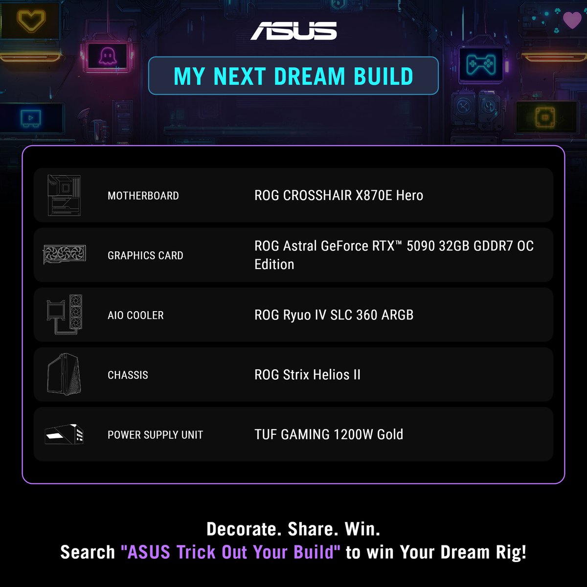 usaría este pc  para mis trabajos de edición y poder jugar juegos que antes no hubiera podido.
<a href="/ASUS_ROG/">ROG Global</a>  #TrickOutYourBuild #ASUS #X870 #Z890 #B860 #B850