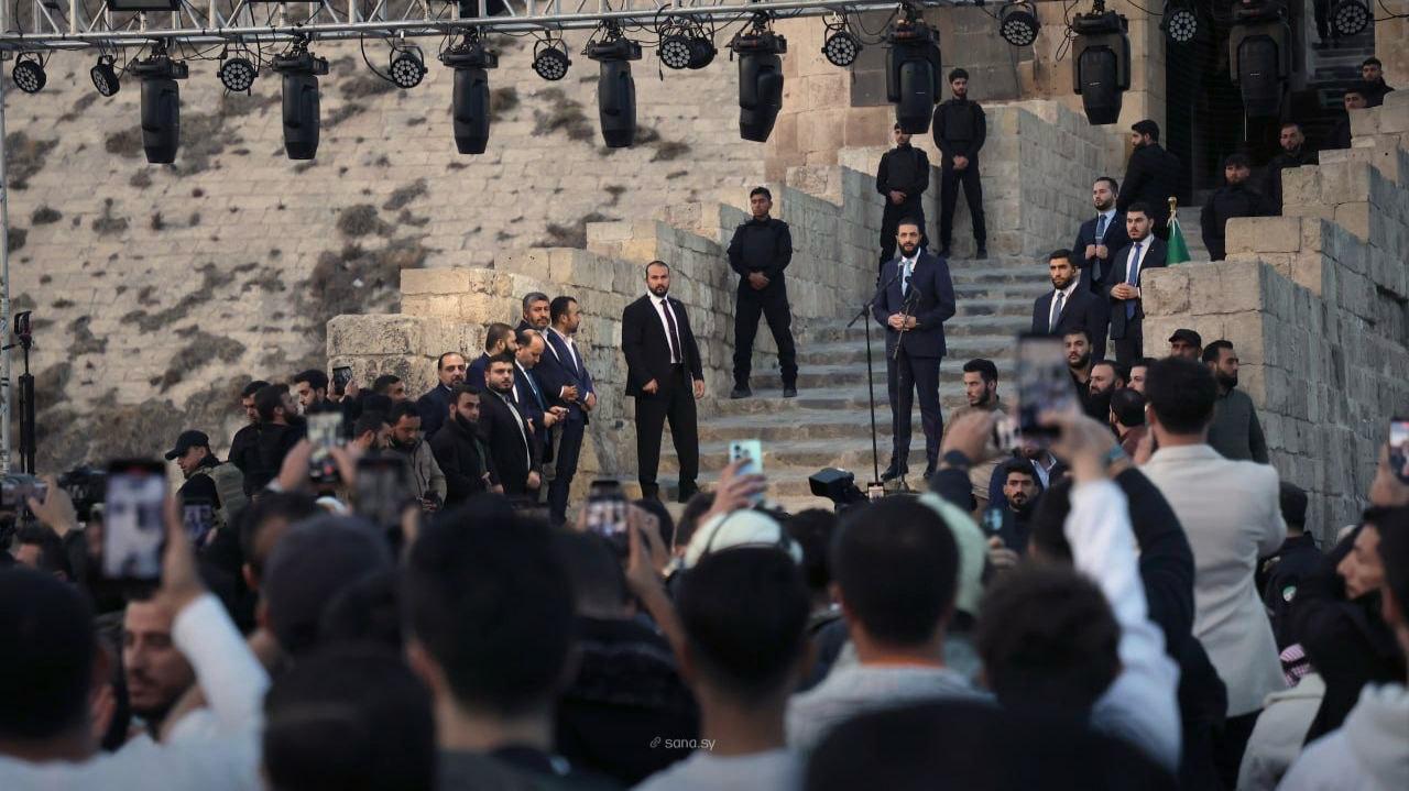 الرئيس أحمد الشرع في ذكرى تحرير مدينة حلب (إكس)