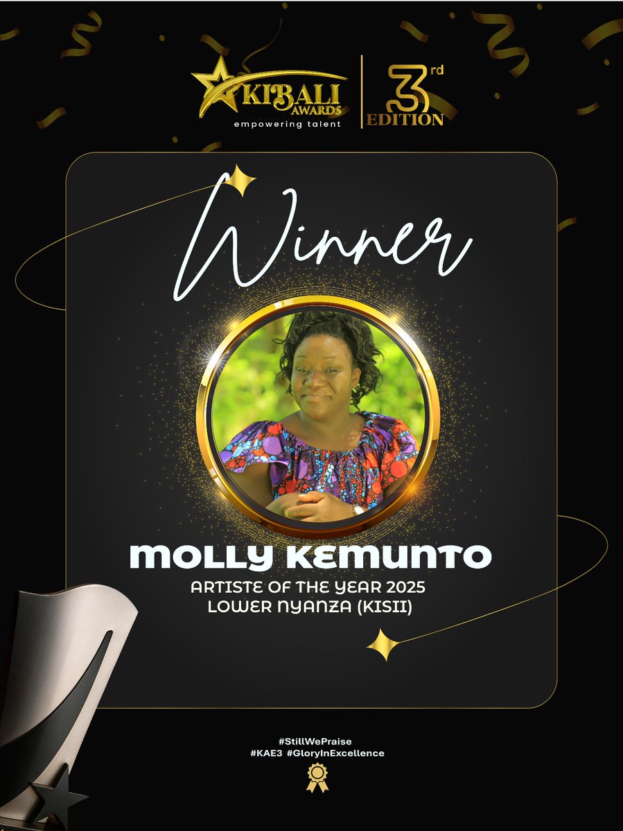 KibaliAwards's tweet image. A massive round of applause for Molly Kemunto!🎉 Celebrating her well-deserved win as Artiste of the Year 2025. The Kisii community is celebrating! #StillWePraise #GloryInExcellence #KibaliAwards3rdEdition
#KibaliAwards2025
#KibaliAwards