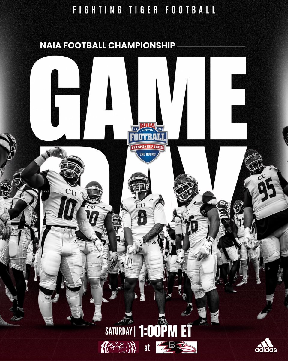 CvilleTigersFB's tweet image. GAME DAY | The Tigers have landed in Atchison for the NAIA Championship. Tigers vs. Ravens with a spot in the quarterfinals on the line!

📍Atchison, Kansas
🆚 @RavenFootballBC 
⏰ 1pm ET
📺tinyurl.com/5hw8y6y6
📻tinyurl.com/4fz22vaa
📊tinyurl.com/ya7ffs8y
#️⃣ #TigerUp