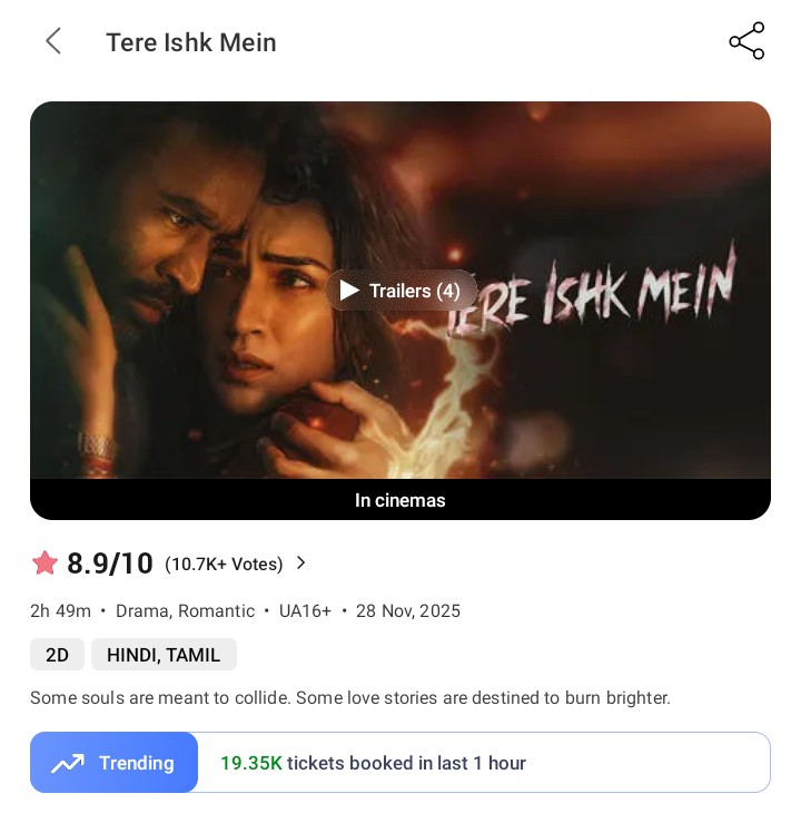 i_RA_Anand's tweet image. #TIM Crossed #Raayan Peak hour sales on BMS ✅

#Kuberaa           -  22.10k
#TereIshkMein - 19.35k**
#Raayan              - 19.28k
#IdliKadai           - 13.99k

**