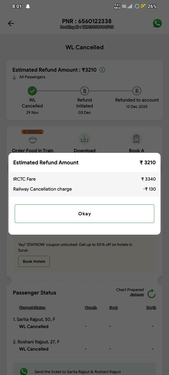 realamitrajput's tweet image. @RailMinIndia @IRCTCofficial @AshwiniVaishnaw Why are we charged a cancellation fee when you cancel a WL ticket after chart prep? Not our fault there aren’t enough trains. Passengers shouldn’t pay for system gaps. #IRCTC #IndianRailways