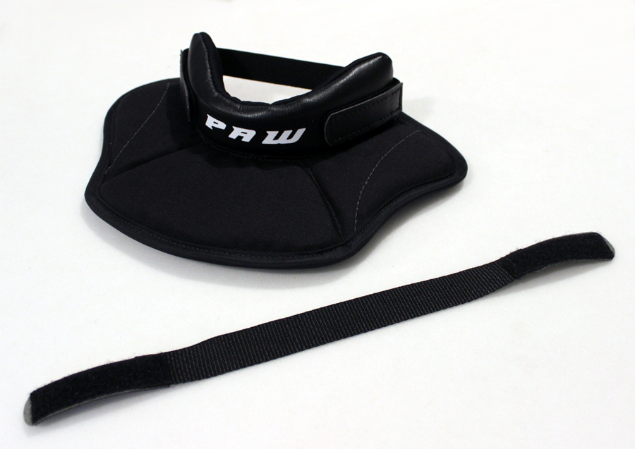 A double neck guard with a full wrap around neck and wider strap, and a single neck guard with the stock neck sizing

#PAWhockey #neckguards #custom #icehockey #goalies #goaltender #pawsome #protection