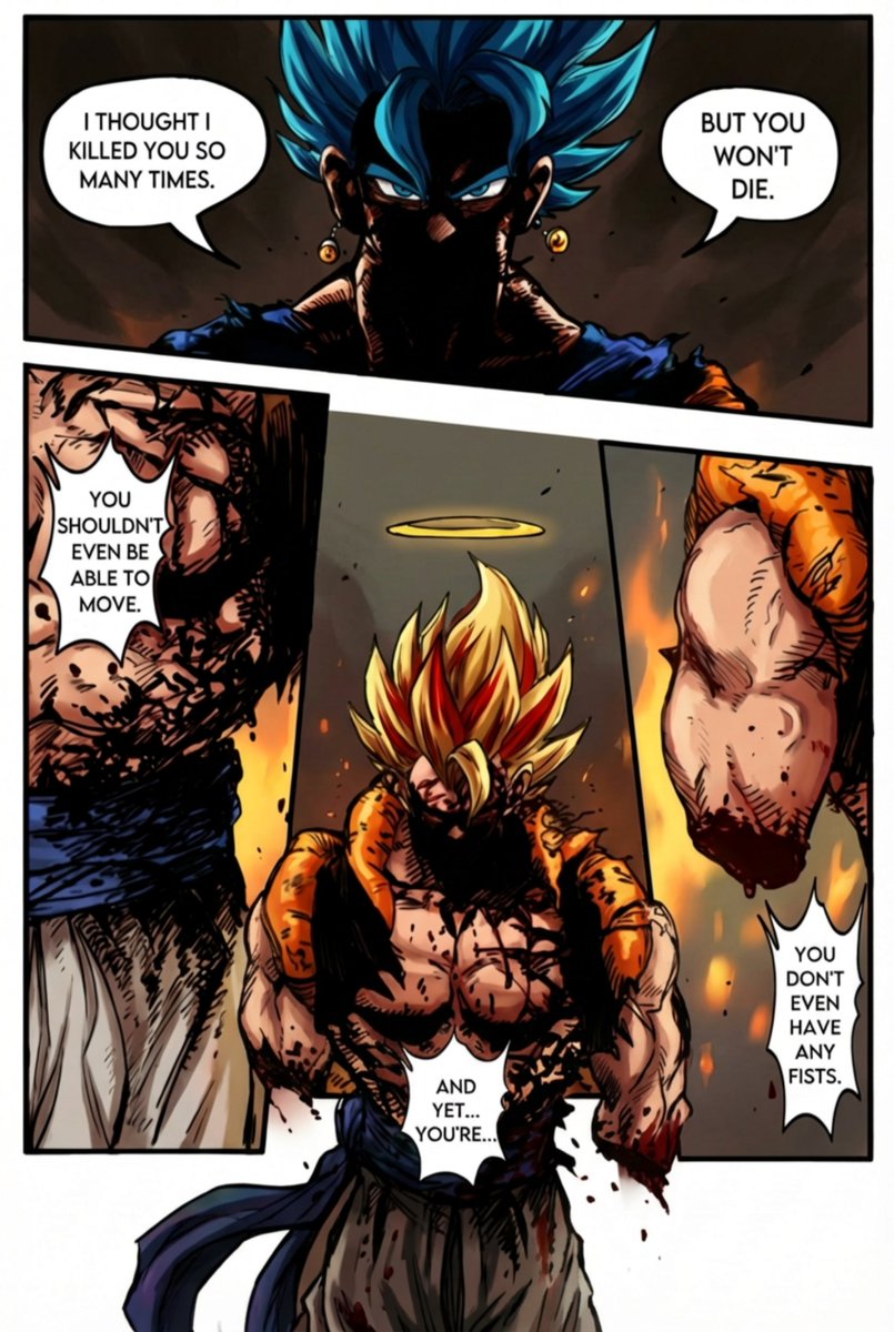 mcumrinal's tweet photo. Gogeta vs Vegito (Manga Hatsumo) Coloured Wtih Nano Banana Pro https://t.co/Qbf5kKmhdj