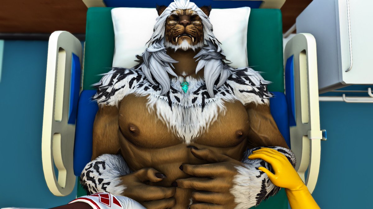 WydaLife's tweet photo. "Good morning, Mr. @MunGuhn Don't be afraid, you were brought here so me and nurse @thalara_ffxiv  could deal with your 'little' problem~ see, your penis is so red and swollen, that we need to take care of it~"

#GPOSERNSFW #ff14nsfw #ffxivnsfw #ffxivlewd #femroe #Roegadyn https://t.co/yX05MLprI8