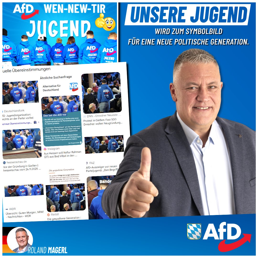Unsere Jugend 🇩🇪💙💪
Selbstbewusst, bodenständig, bereit Verantwortung zu übernehmen.

Ich bin stolz auf unseren Kreisverband – besonders auf unsere Jugend. So sieht Engagement heute aus.

Roland Magerl, MdL

Mehr auf: afd-weiden.de/unsere-afd-jug…