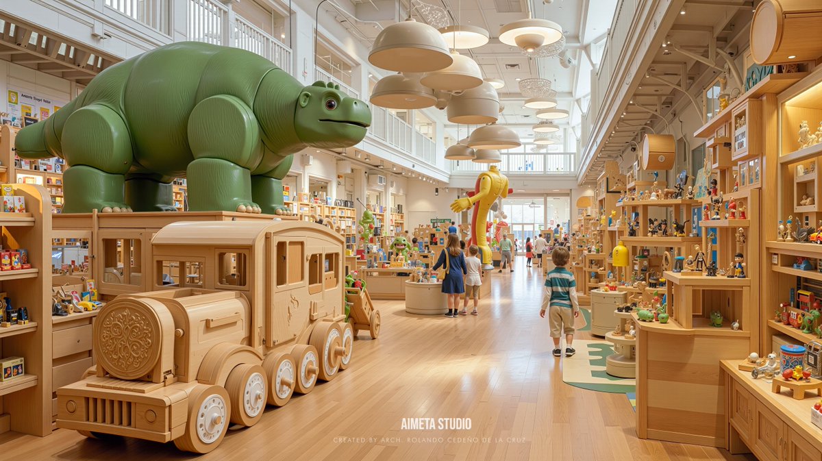 AIMETA Studio developed this design proposal for a toy store, where the materials and color palette are carefully selected to evoke the innate vitality and joy of childhood. 

#architecture #retaildesign #RetailTrends #nanobanana #midjourney