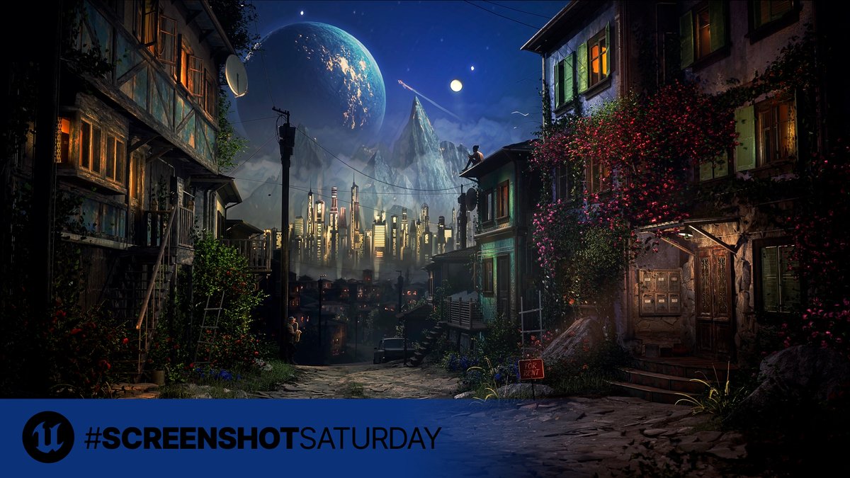 UnrealEngine's tweet image. Longer nights mean more moonlit scenes, both familiar and unfamiliar🌃

As the night comes down on this #ScreenshotSaturday, come inside and share what you&apos;re cooking up 

📷: Andy Kor