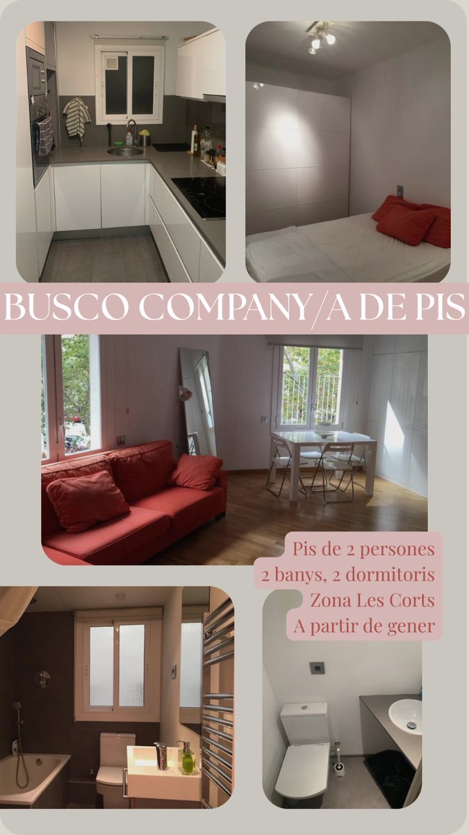 claubualc's tweet photo. Es busca company de pis (pis de 2 persones i moblat)
👥 Habitació amb llit doble, taula, armari i prestatge
🍽️ Cuina equipada amb placa d’inducció, forn i microones 
📍Les Corts (Barcelona)
💵 690 euros
Dispo. immediata
No gestionat per agència immobiliària

Agraïria difusió 🙏🏼 https://t.co/Keiq1tlu9G