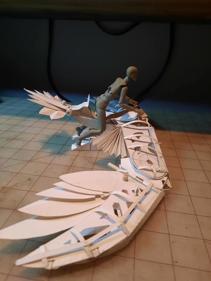 MadcapsArts's tweet image. That gold flying thing is the framing for a hydrogen balloon, Hoogvliever (Dutch for &quot;Wing Flyer&quot;) is a hydrogen-clock work balloon wing.