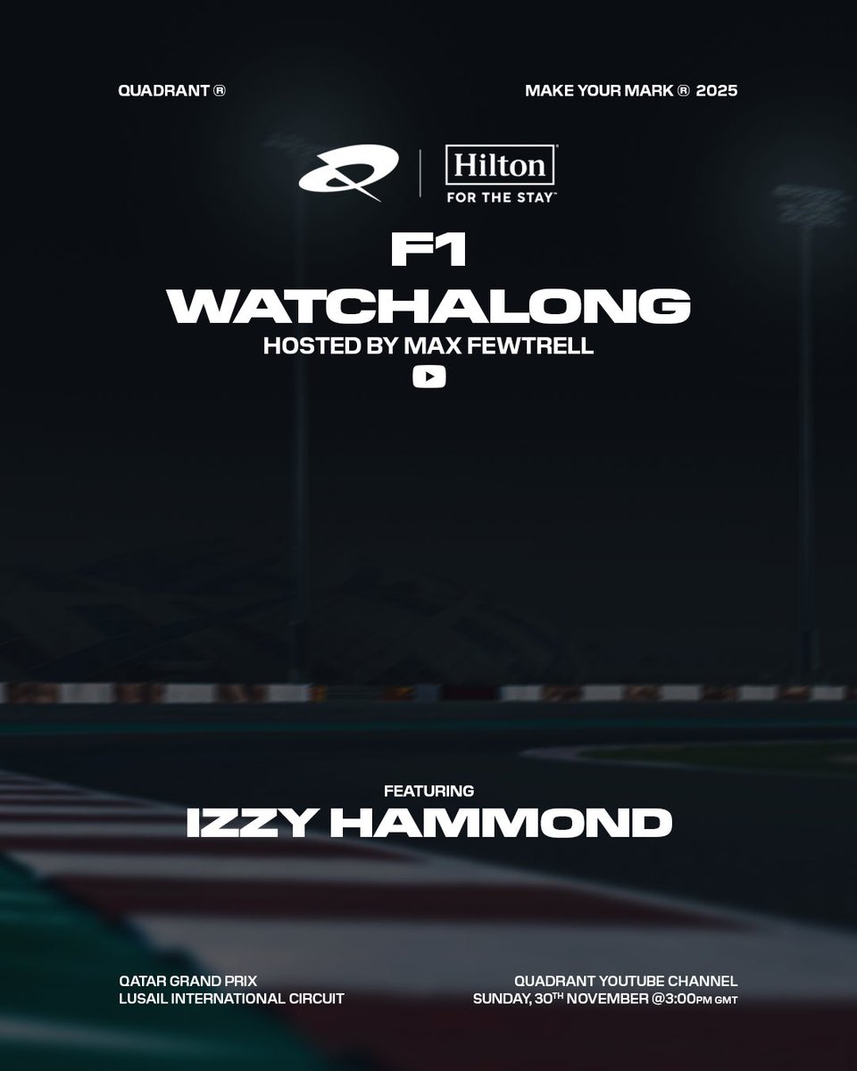 Quadrant's tweet image. Reasons you should tune in tomorrow: 

⚙️Our last watchalong of the year
⚙️ Giveaways 
⚙️ Vibes

Don’t miss it ➡️ youtube.com/live/osurlOQu6…