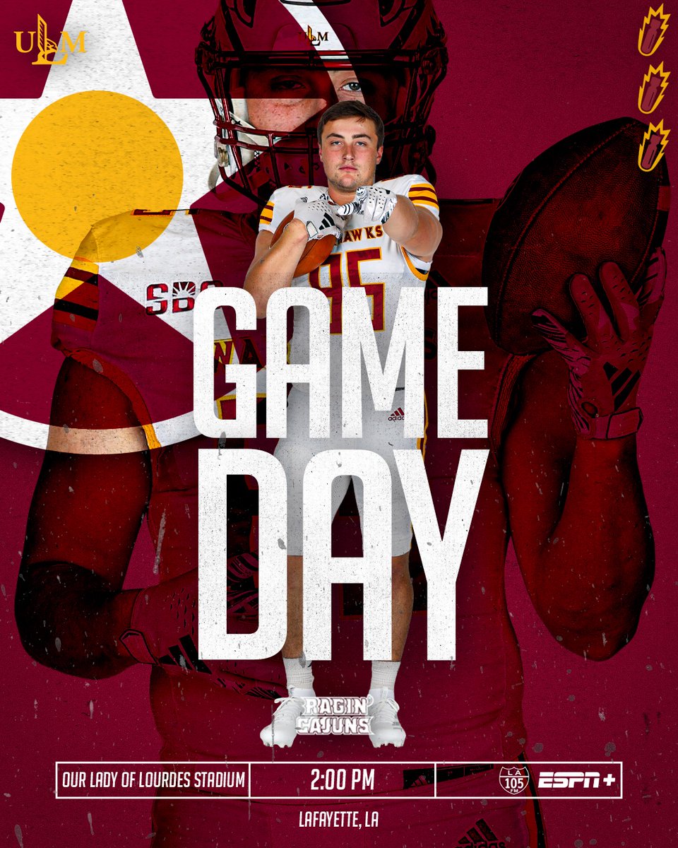 ULM_FB's tweet photo. Close it out💪

🆚 Ragin' Cajuns
🕑 2 p.m.
📍 Lafayette, La.
📺 ESPN+ | https://t.co/KlJdFP3vrY
📻 KLIP 105.3 FM | https://t.co/5qS6T2yfZG https://t.co/QTBYpZq8Lg