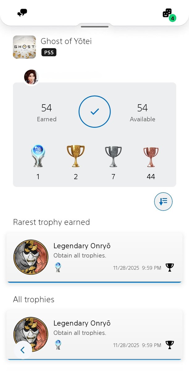 ZamorianMog's tweet image. After playing it non-stop this November, got Ghost of Yotei platinum trophy!
A great sequel to one of my favorite games. Same quality as Tsushima with improved combat. Loved it! 💙
Now for NG+ and hope Legends mode comes soon! 🔥
#GhostofYotei #PS5Share #PSTrophy #PlayStation