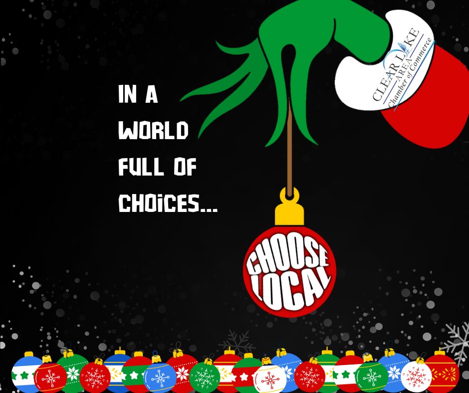 clacctx's tweet image. In a world full of choices… CHOOSE LOCAL! 💙
Support the small businesses that make the Clear Lake Area shine bright this season. Every purchase makes a difference!

#ShopLocal #ChooseLocal #ClearLakeAreaChamber #CommunityStrong