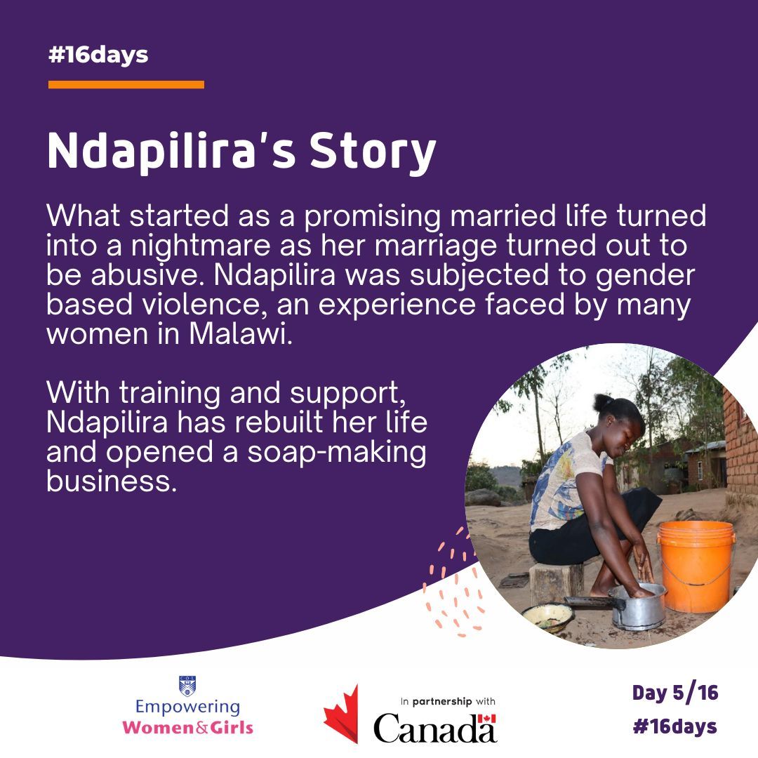 🟠 16 Days of Activism

After leaving an abusive marriage, Ndapilira, a single mother of five, turned her life around through soap-making training with the Empowering Women &amp; Girls Project. Economic empowerment is key to ending GBV.

Read her story: buff.ly/ZrJW3Ay