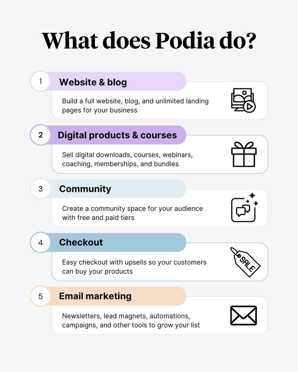 Podia’s Black Friday sale is on now! 

Save 15-50% and get:

💻 A beautiful website and blog
🛒 Digital products and courses
💬 Community
💰 Easy checkout
📧 Built-in email marketing

But hurry, sale ends Monday. Create your account, then upgrade on the billing page to lock in
