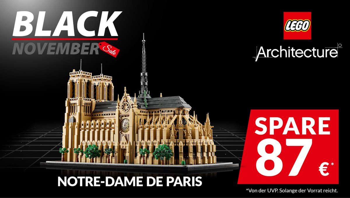 alternate_de's tweet image. Große Architektur im LEGO Format! 🧱 bit.ly/48AXAkT

Das​ Architecture Set "Notre-Dame de Paris" entsteht aus sagenhaften 4.383 Teilen &amp;amp; macht sich wahnsinnig gut im heimischen Regal. ✨

Jetzt schnell zum #BlackNovember 🛍️ Dealpreis erstehen, bevor alle weg sind!